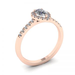 Bague halo de diamants en forme de poire en or rose 18 carats - Photo 3