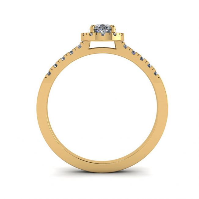 Bague halo de diamants en forme de poire en or jaune 18 carats - Photo 1