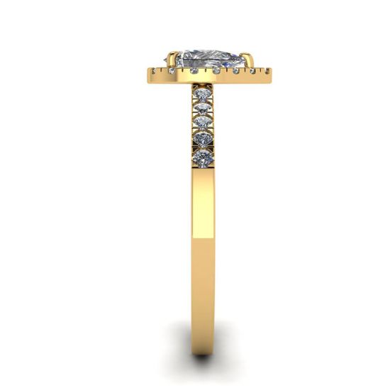 Bague halo de diamants en forme de poire en or jaune 18 carats,  Agrandir l'image 3