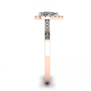 Bague halo de diamants en forme de poire en or rose 18 carats - Photo 2