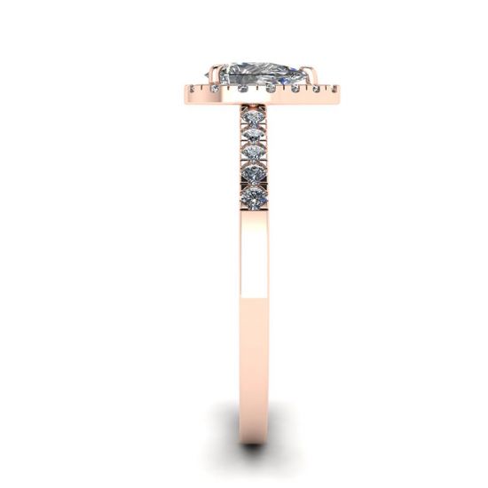 Bague halo de diamants en forme de poire en or rose 18 carats, More Image 1