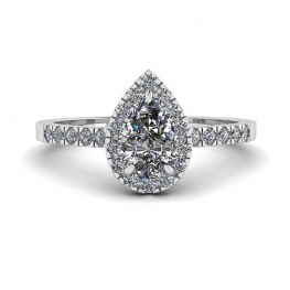 Bague diamant poire avec halo