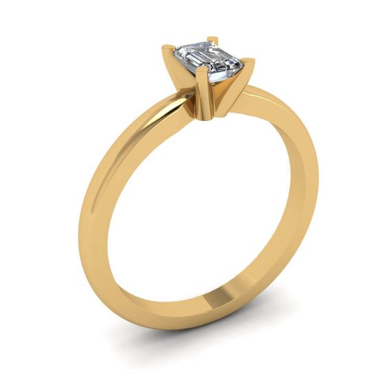 Bague Diamant Rectangulaire en Or Blanc-Jaune,  Agrandir l'image 4