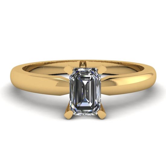Bague Diamant Rectangulaire en Or Blanc-Jaune, Agrandir l'image 1