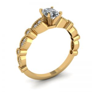 Bague Diamant Ovale Style Romantique Or Jaune - Photo 3
