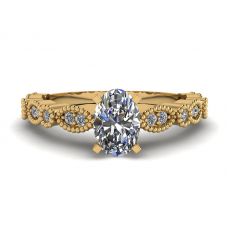 Bague Diamant Ovale Style Romantique Or Jaune