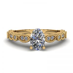 Bague Diamant Ovale Style Romantique Or Jaune