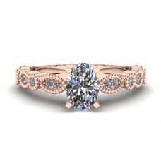 Bague Diamant Ovale Style Romantique Or Rose