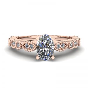 Bague Diamant Ovale Style Romantique Or Rose