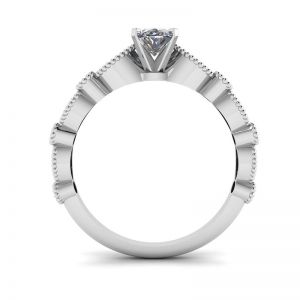 Bague Diamant Ovale Style Romantique Or Blanc - Photo 1