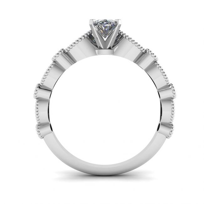 Bague Diamant Ovale Style Romantique Or Blanc - Photo 1