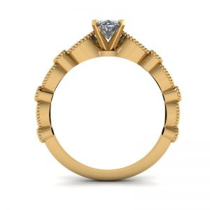 Bague Diamant Ovale Style Romantique Or Jaune - Photo 1