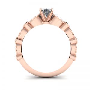 Bague Diamant Ovale Style Romantique Or Rose - Photo 1