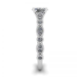Bague Diamant Ovale Style Romantique Or Blanc - Photo 2