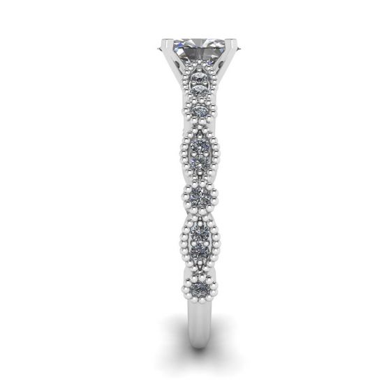 Bague Diamant Ovale Style Romantique Or Blanc,  Agrandir l'image 3