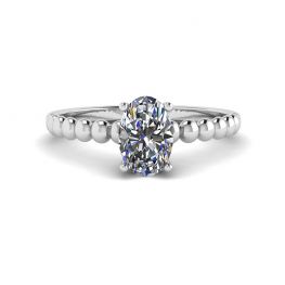 Bague ovale en or blanc 18 carats avec diamants et perles