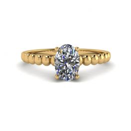 Bague Ovale Diamant sur Perle Or Jaune 18K