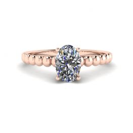 Bague ovale en or rose 18 carats avec diamants et perles