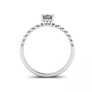 Bague ovale en or blanc 18 carats avec diamants et perles - Photo 1