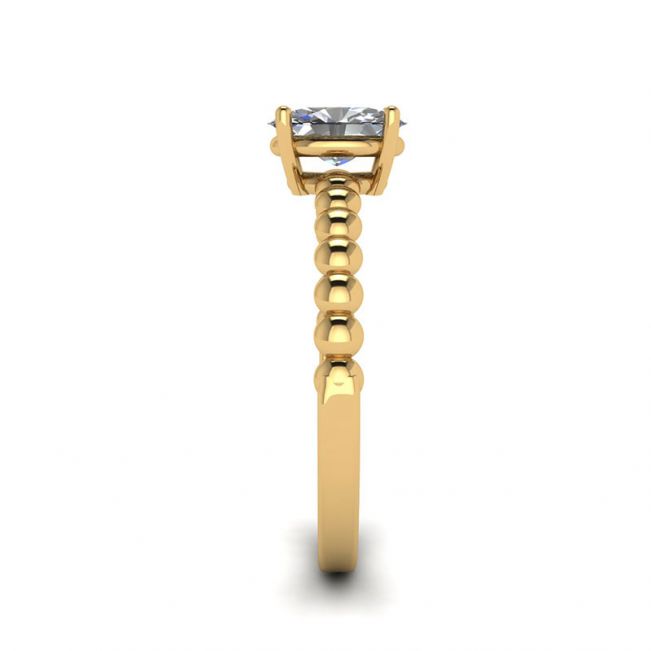 Bague Ovale Diamant sur Perle Or Jaune 18K - Photo 2
