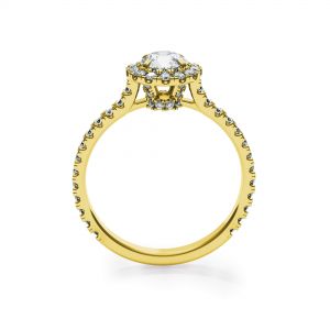Bague diamant rond halo en or jaune 18 carats - Photo 3