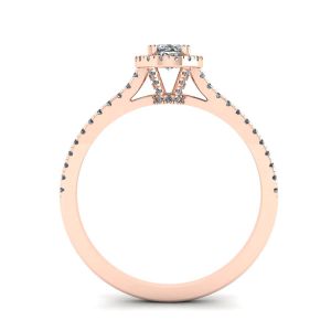 Bague halo de diamants taille ovale en or rose 18 carats - Photo 1
