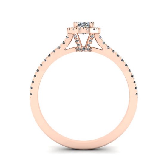 Bague halo de diamants taille ovale en or rose 18 carats, More Image 0