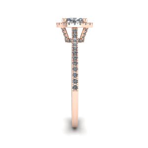 Bague halo de diamants taille ovale en or rose 18 carats - Photo 2
