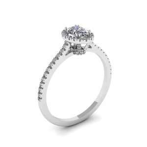 Bague Halo Diamant Taille Ovale - Photo 3