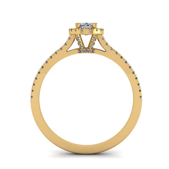 Bague halo de diamants taille ovale en or jaune 18 carats, More Image 0