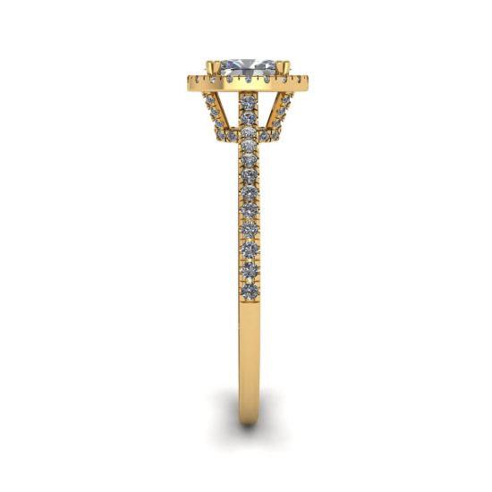 Bague halo de diamants taille ovale en or jaune 18 carats,  Agrandir l'image 3