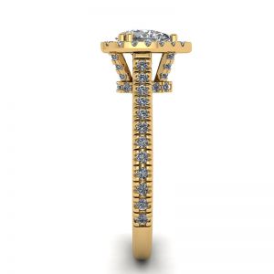 Bague halo de diamants taille poire en or jaune 18 carats - Photo 2