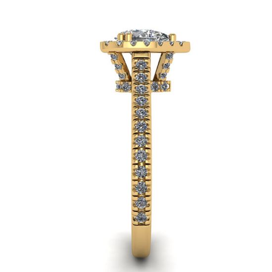 Bague halo de diamants taille poire en or jaune 18 carats, More Image 1