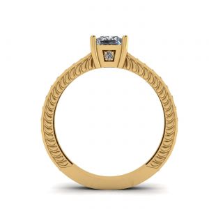 Bague en diamant princesse de style oriental avec pavé en or jaune 18 carats - Photo 1