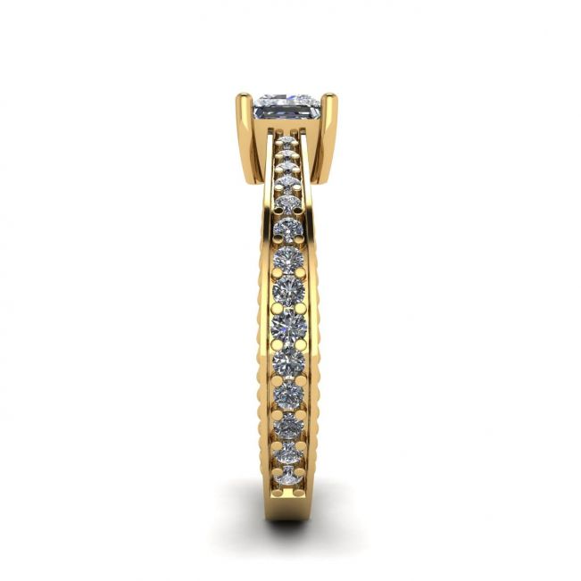 Bague en diamant princesse de style oriental avec pavé en or jaune 18 carats - Photo 2