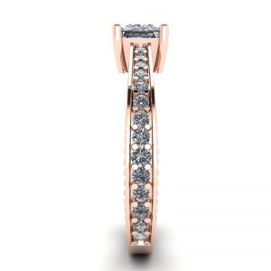 Bague en diamant princesse de style oriental avec pavé en or rose 18 carats - Photo 2