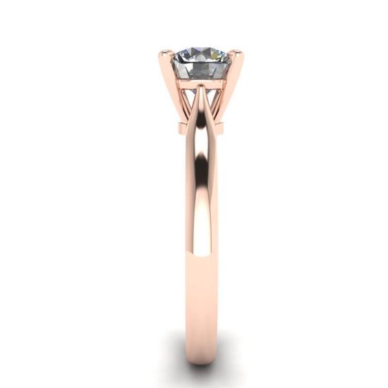 Bague en diamant classique avec un diamant en or rose,  Agrandir l'image 3
