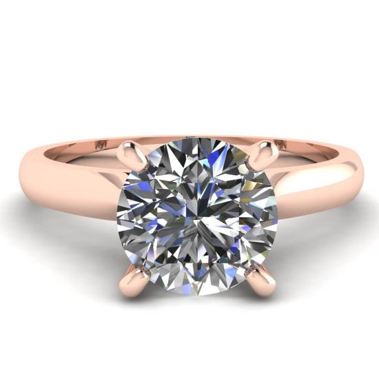 Bague en diamant classique avec un diamant en or rose, Image 1