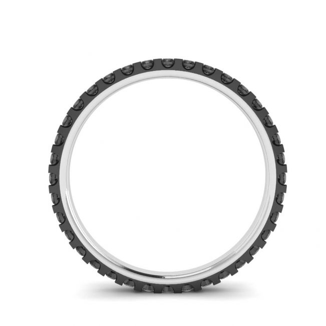 Bague Éternité Diamants Noirs Pavés Or Blanc - Photo 1