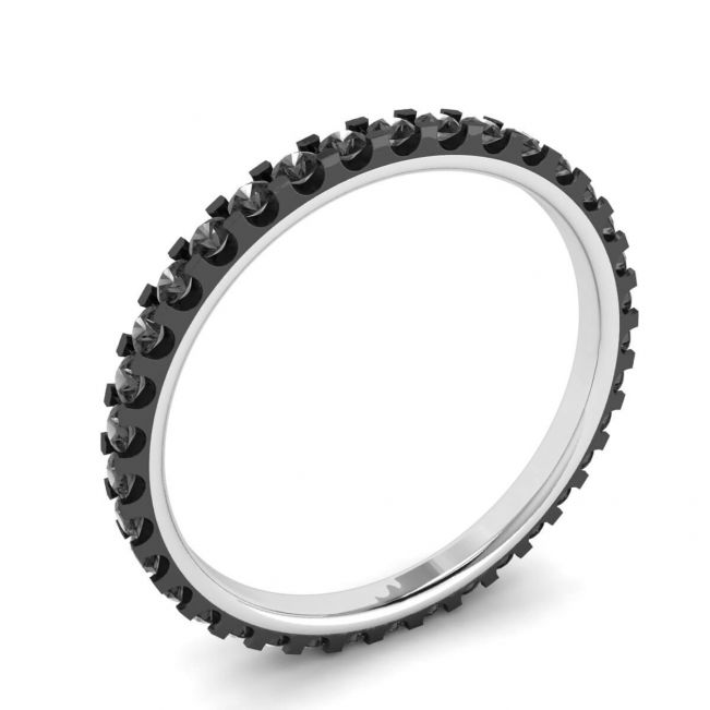Bague Éternité Diamants Noirs Pavés Or Blanc - Photo 3