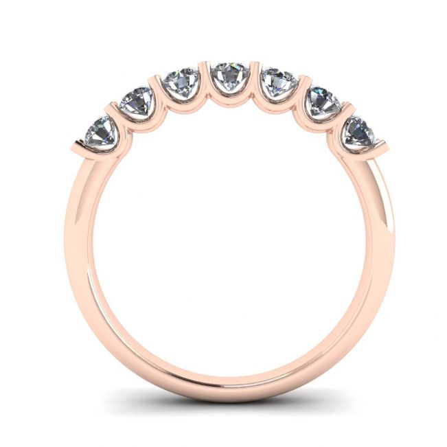 Bague Classique Sept Diamants Ronds Or Rose - Photo 1