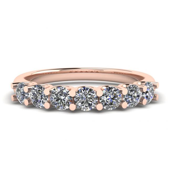 Bague Classique Sept Diamants Ronds Or Rose