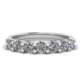 Bague Classique Sept Diamants Ronds Or Blanc
