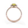 Bague ovale en diamant jaune de 1,13 ct avec halo en or rose, Image 2