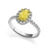 Bague ovale en diamant jaune de 1,13 ct avec halo de diamants, Image 3