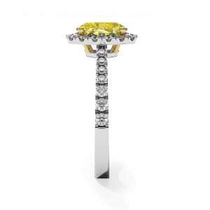 Bague ovale en diamant jaune de 1,13 ct avec halo de diamants - Photo 3