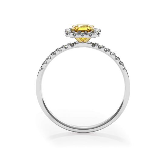 Bague diamant jaune coussin 1/2 ct avec halo, More Image 0