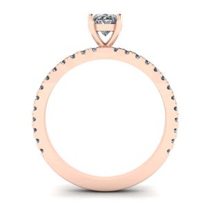 Bague en diamant ovale avec pavé en or rose - Photo 1