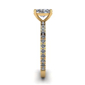 Bague diamant ovale avec pavé en or jaune - Photo 2