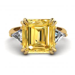 Bague Saphir Jaune Taille Émeraude Or Jaune